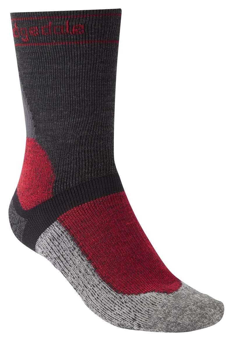 BRIDGEDALE Winter Weight Merino Sock - Graphite / Red